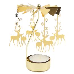 Candles Carousel Candle Holder Gold Metal Candlesticks Room Decor Cake Rotating Candle Stand Home Decoration For Valentine's Christmas
