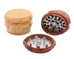 Wood Grinder Smoking Tool Wooden Metal Zinc Alloy Tooth Spice Tobacco Herbal Drum Grinders Abrader Crusher 40mm55mm63mm 4 Layers9316667