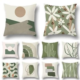 Pillow Matcha Printed Pattern Decorative Sleeve Flower Striped Tree Leaf Bedroom Living Room Sofa Corridor