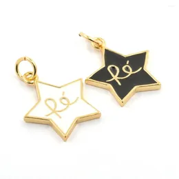 Pendant Necklaces Fashion Star Black/White Enamel Fe Letter Gold Plated Necklace Jewellery Making Accessories Charms For Women