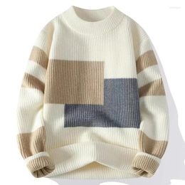 Men's Sweaters Sweater Men Autumn/winter Japanese Contrasting Striped Round Neck Vintage Base Loose Knit