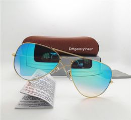 Top Quality Glass Lens Sunglasses Women Men UV400 Unisex Eyewear Gradient Pilot 58MM 62MM Size Goggle With Brown Box Case9714612