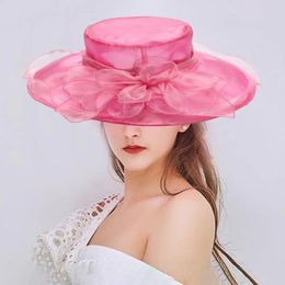 Wide Brim Hats Hat Foldable Floral Design Net Yarn Ladies Exquisite Sun Protection For Travel