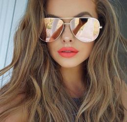 Wholesale- HIGH KEY Sunglasses women mirror shades lia black silver sunglass gold male sun glasses for driving7671308