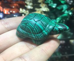 1pc Lovely Natural gemstone crystal tortoise malachite handmade carved crystal animal for home decoration4546026