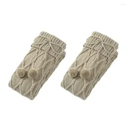 Women Socks Knitted Stockings Winter Over Knee Elegant Braided Bowknot Plush Balls Decor With For