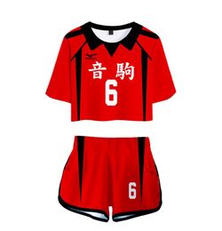 Anime Haikyuu Cosplay Costume Nekoma High School Volleyball Club Kozume Kenma Kuroo Tetsurou Two Piece Set Women Tops and Shorts O1769556