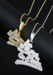 Women Men Hip Hop Iced Out Bling Letter Never Go Broke Pendant with Cuban Rope Chain Hiphop Necklaces Fashion Cubic Zirconia Charm8047249