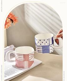 Mugs Ceramic Coffee Cup Cute Korean Hand-Painted High-Looking Large Handle Fat Mug