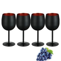 Stainless Steel Wine Glass Set of 4 Black and Copper collection 12 oz Unbreakable Glasses 240430