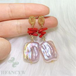 Dangle Earrings Handmade Freshwater 11-12mm Multi-Color Baroque Pearl Earring Art Stud Women Crystal Custom Silver Gold Men Modern
