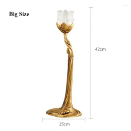 Candle Holders Modern Stylish Tabletop Copper Glass Holder Stick Flower Shape Medium Size Houlder For Wedding