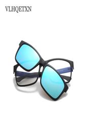 Vintage Sunglasses Men Polarised eyeglasses Frame Magnetic Sung lasses UV400 Lens Magnet Clip On Optical Prescription Sunglass2807266