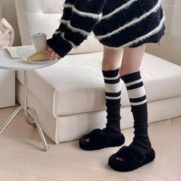 Women Socks Boot Cuffs Leggings Knitted Over The Knee Stripe Ankle Warmer Warm Latin Ballet Y2K Girls
