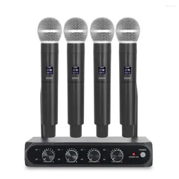 Microphones Professional Wireless Microphone UHF 4 Channel Fixed Frequency Handheld Device For Stage Presentations Home Parties Churches