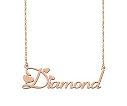 Diamond Name Necklace Pendant for Women Girls Birthday Gift Custom Nameplate Kids Friends Jewelry 18k Gold Plated Stainless S3609649