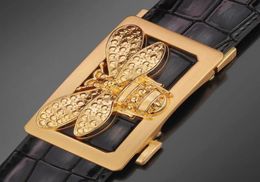 Belts High Quality 3D Bee Automatic Buckle Men Crocodile Pattern Leather Fashion Western Style Waist Strap Casual7729473