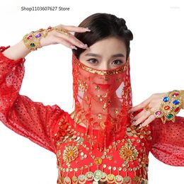 Stage Wear Belly Dance Veil Mask Plum Sequins Costume Accessories Performance Props Multi-color Women