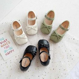 Flat Shoes Fashion Mary Janes Shoes For Baby Butterfly Girls Flats Soft Singe Kids Pu Leather H240504