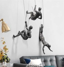 Creative Rock Climbing Men Sculpture Wall Hanging Decorations Resin Statue Figurine Crafts Home Furnishings Decor Accessories 22015639215