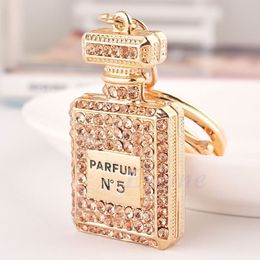 Lovely Perfume Fragrance Bottle Charm Pendent Rhinestone Purse Bag Keychain Gift 272D