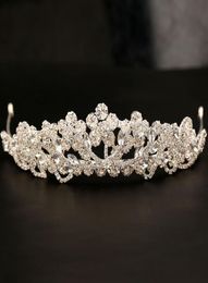 Gorgeous Sparkling Silver Big Wedding Diamante Pageant Tiaras Hairband Crystal Bridal Crowns For Brides Hair Jewelry Headpiece1695971