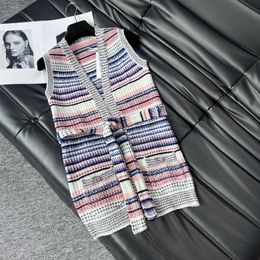 Colorful striped waistband knitted vest