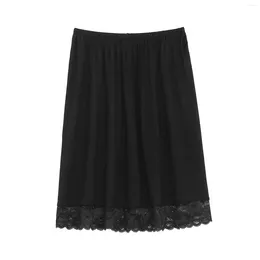 Women's Sleepwear Women Skirt Extender Knee Lace Slip A-Line Half Extenders Lady Milk Silk Casual Underskirt 55cm Petticoat