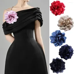 Brooches Satin Camellia Flower Brooch Fashion French All-match Dress Accessory Multi-layered Women Hair Clips Floral Corsage