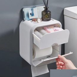 Toilet Paper Holders Punch Holder Box Waterproof Tissue Storage Bathroom Rack Wall Mounted Kitchen Drop Delivery Home Garden Bath Hard Dhdqr
