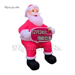 wholesale Kindly Large Advertising Inflatable Santa Balloon Christmas Figure Model With A Banner For Shopping Center Decoration