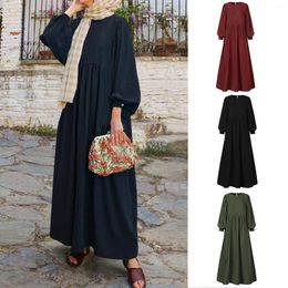 Casual Dresses Women's Elegant Dress Spring And Autumn Round Neck Long Sleeves Solid Colour A-line Skirt Simple