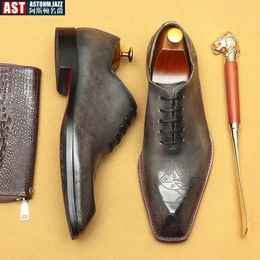 Dress Shoes Vintage Mens Luxury Genuine Leather 2024 Autumn Designer Fashion Retro Handmade Wedding Social Oxfords For Man