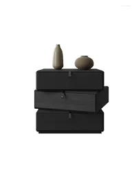 Decorative Figurines Minimalist Rotating Bedside Table Black Oak Wood Grain Three-Bucket Cabinet