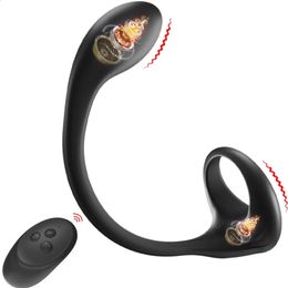 Wireless vibrating silicone rooster penis ring with anal bead massage vibrator mens delayed sex toy 240425