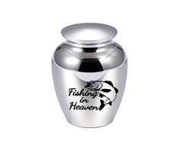 7045Mm Small Keepsake Urns Mini Cremation Urns for Ashes Aluminium Alloy Memorial Ashes Holder Men Fishing in Heaven9654958