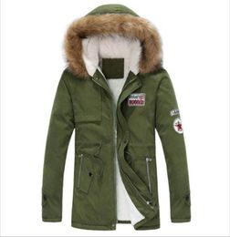 jacket men new men039s thick warm winter down coat long fur collar army green men parka Fleece cotton coat jacket parka men 2015416944