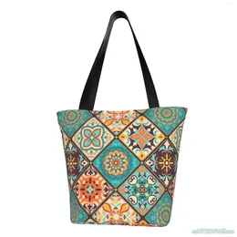 Shoulder Bags Boho Ethnic Traditional Bag Colorful Mandala Pattern Hand Women Tote Reusable Shopping Grocery For Travel