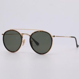 Double Bridge Vintage Round Metal Sunglasses women men Eyewear Uv400 Glass Lens Flash Sun Glasses De Sol 36475917486