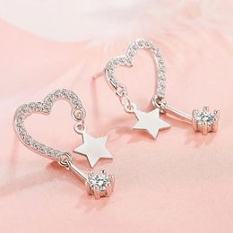Stud Earrings S925 Silver Needle Love Star Fashion Simple Luxury Small And Design Sense Earnail Jewellery