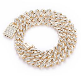 High Quality Iced Out Chain Men Jewellery Hip Hop New Micro Pave Rhinstone 15MM Cuban Link Chains Big Heavy Chunky Necklace3782300