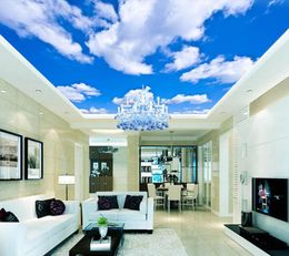 Blue Sky White Cloud Wallpaper Mural Living Room Bedroom Roof Ceiling 3d Wallpaper Ceiling Large Starry Sky Wallpaper70535604473558