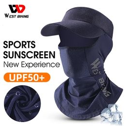 WEST BIKING Summer Cool Men Women Balaclava Exposed Hair Sun Protection Hat Bicycle Cycling Travel Cap Anti-UV Full Face Cover 240504