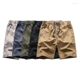 Men's Shorts Spring And Summer Fashion Drawstring Printed Zipper Pocket Cotton Five Pants Loose Large Size Casual Beach