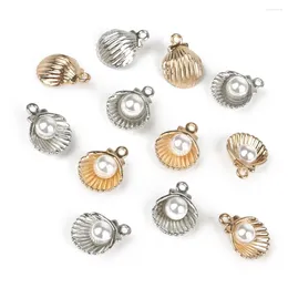 Charms 11 15mm 10pcs Alloy Metal Enamel Gold Shell Charm Pendant For DIY Beads Earring Bracelet Necklace Jewellery Findings Making