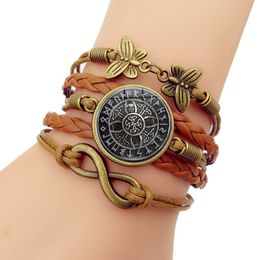 boys 11colors science fiction fantasy vintage viking movie film Glass Cabochon Multilayer Leather Bracelets High Quality Bangles