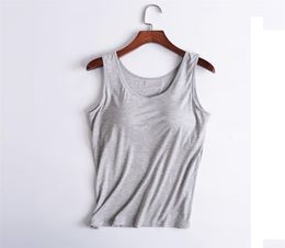 Women039s Tank Tops modal Breathable Clothes Fitness Sexy summer Vest Strap Built In Bra Padded Bra Modal Tank Top Camisole 2103998017