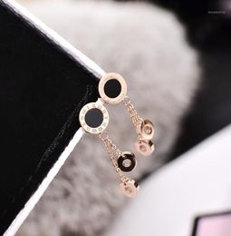YUN RUO 2020 Fashion Black Roman Tassel Stud Earring Woman Rose Gold Colour Titanium Steel Jewellery Girl Birthday Gift Never Fade14228260