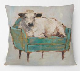CushionDecorative Pillow Hand Painting Animal Cow In Sofa Couch Cushion Covers Home Decorative Modern Art CaseCushionDecorative4122334