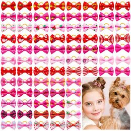 Dog Apparel 10/20/30pcs Valentine's Day Bows Pet Hair Decoration Doggy With Rubber Bands For Puppy Products Supplies